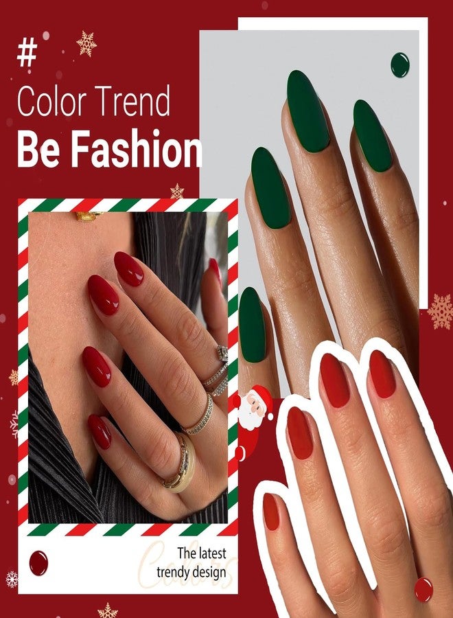 XCREANDO Cherry Red Press on Nails Short Almond Fake Nails Press ons, Thick Solid Color Glue on Nails Short False Nails, Medium Almond Nails Oval Round Shaped Nails for Women, 24Pcs Natural Acrylic Gel Nails - Image 5
